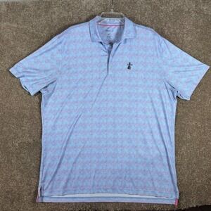 Johnnie-O Mens Polo Shirt XL Blue Pink Geometric Waterville Golf Links